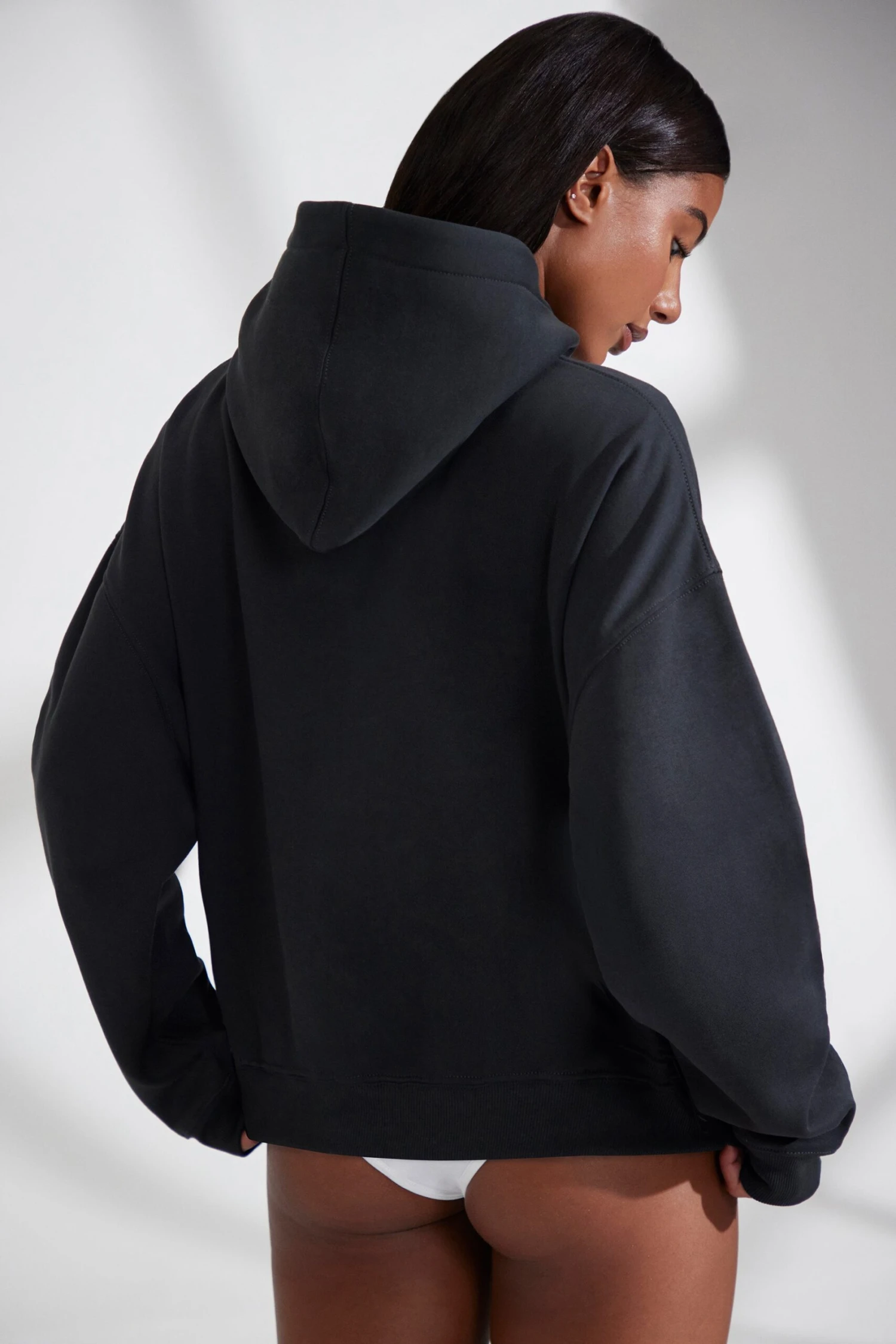 Varsity - Oversized Hooded Sweatshirt In Black - Image 3