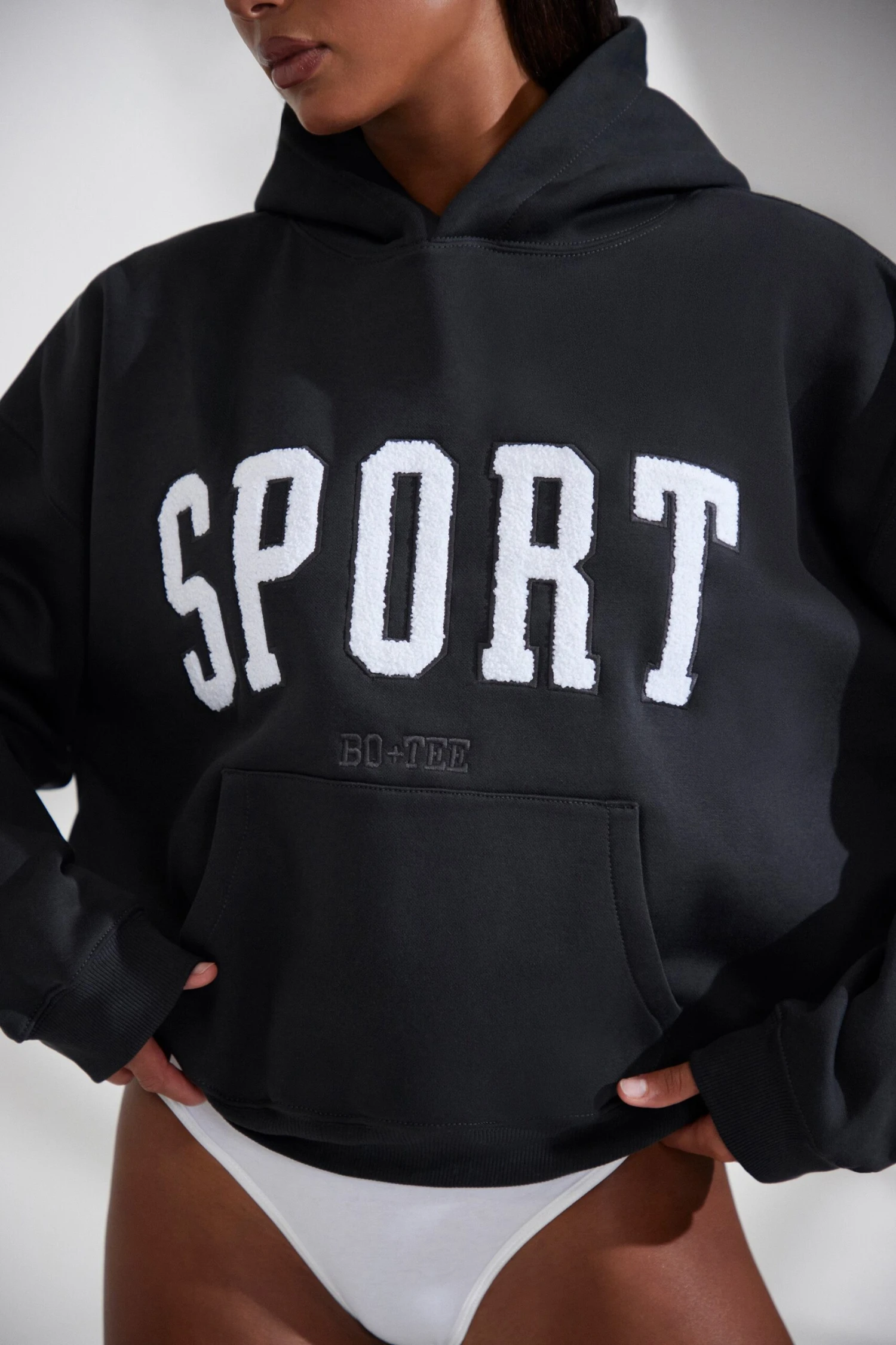 Varsity - Oversized Hooded Sweatshirt In Black - Image 8