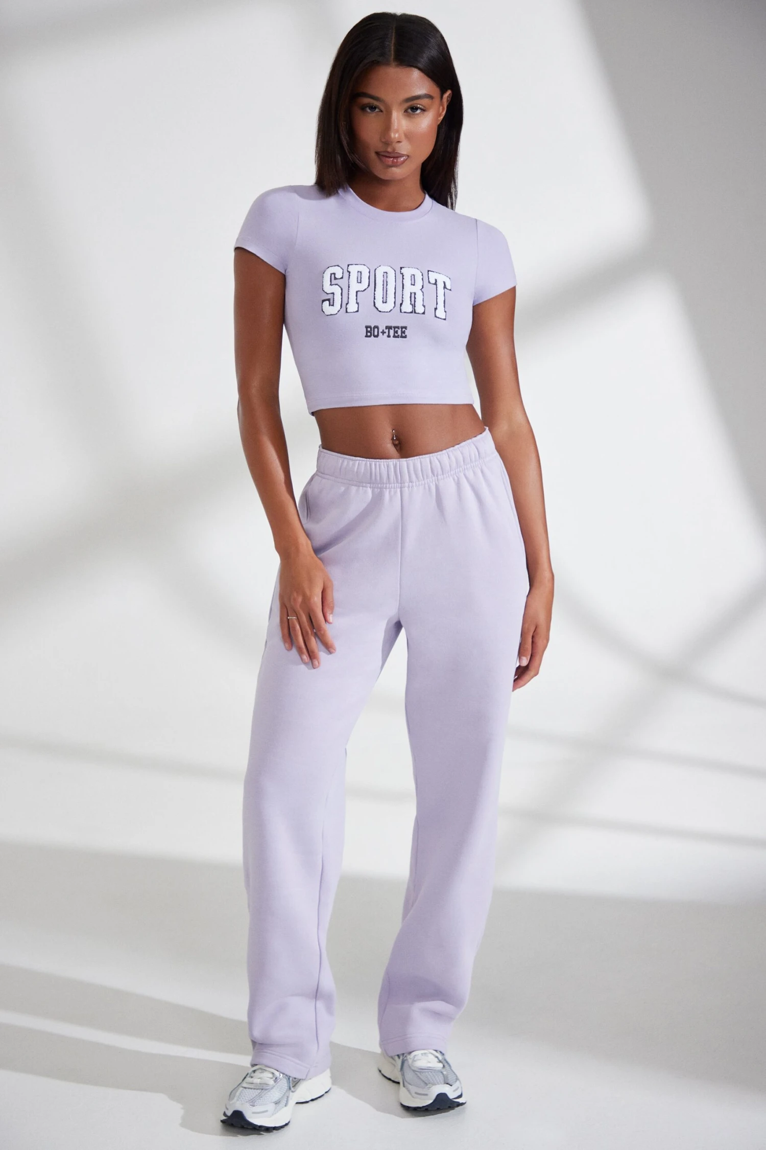 Athletics - Wide Leg Embroidered Back Joggers In Lavender - Image 3