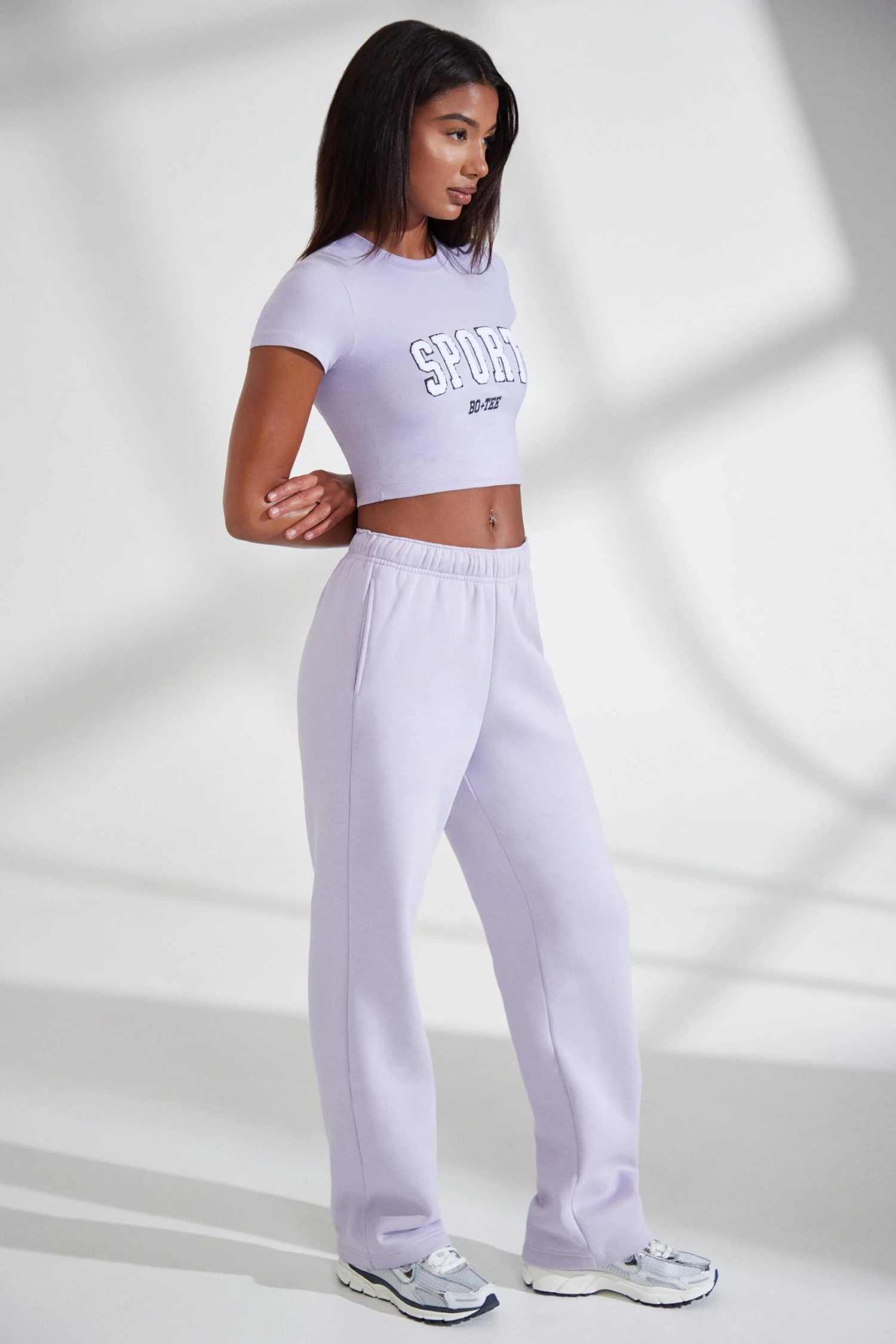 Athletics - Wide Leg Embroidered Back Joggers In Lavender - Image 2