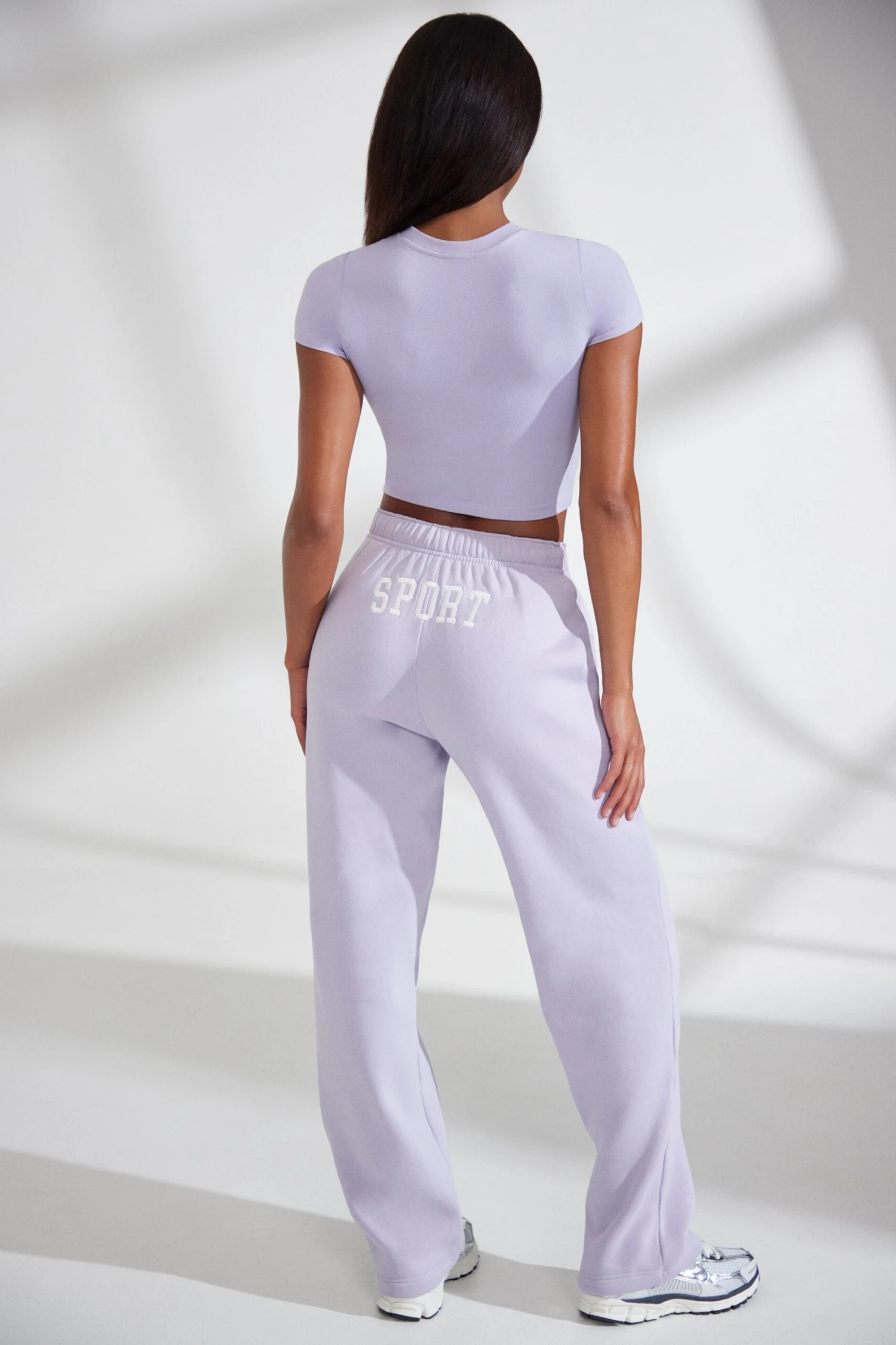 Athletics - Wide Leg Embroidered Back Joggers In Lavender - Image 7