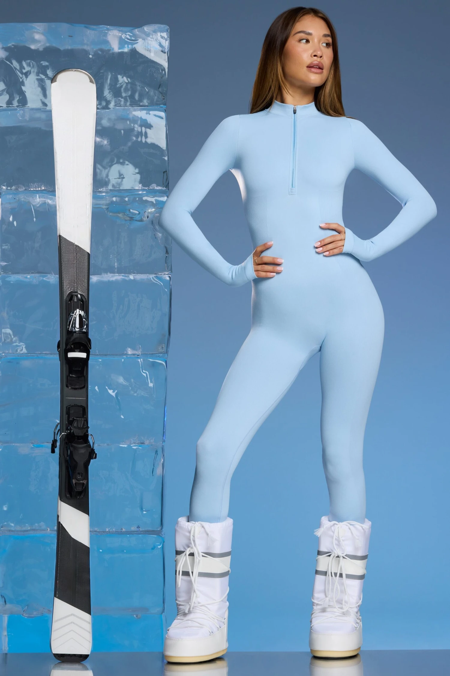 Chalet - Super Sculpt Base Layer Jumpsuit In Baby Blue