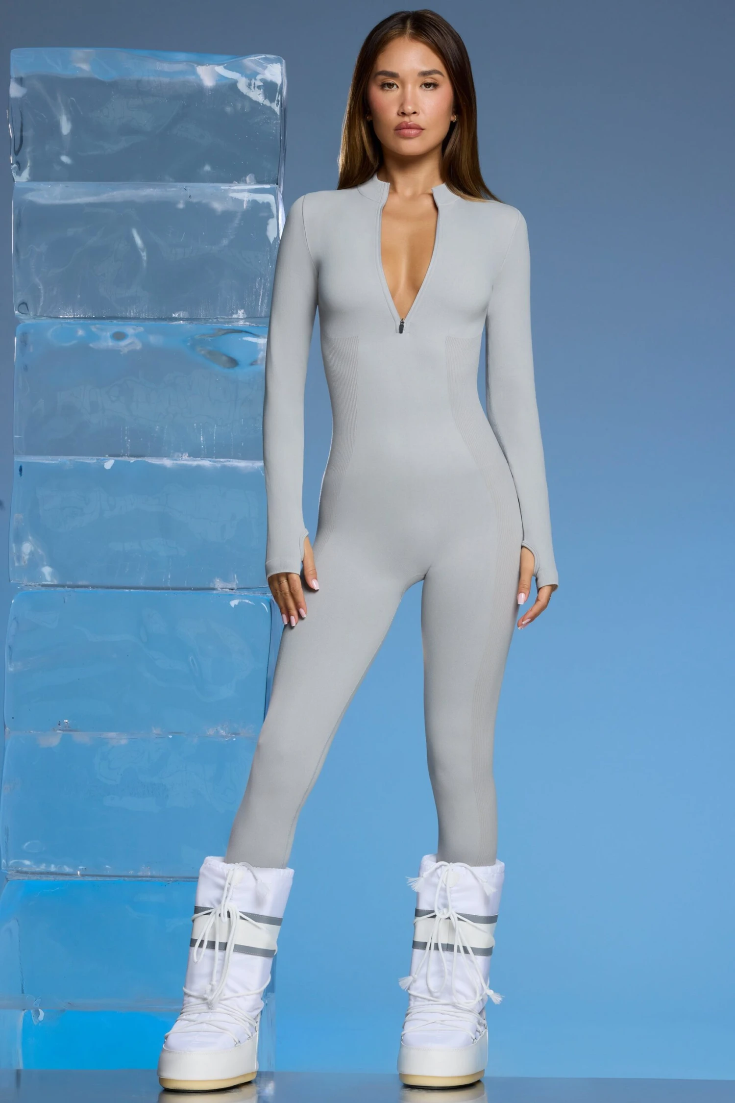Chalet - Super Sculpt Base Layer Jumpsuit In Light Grey - Image 8