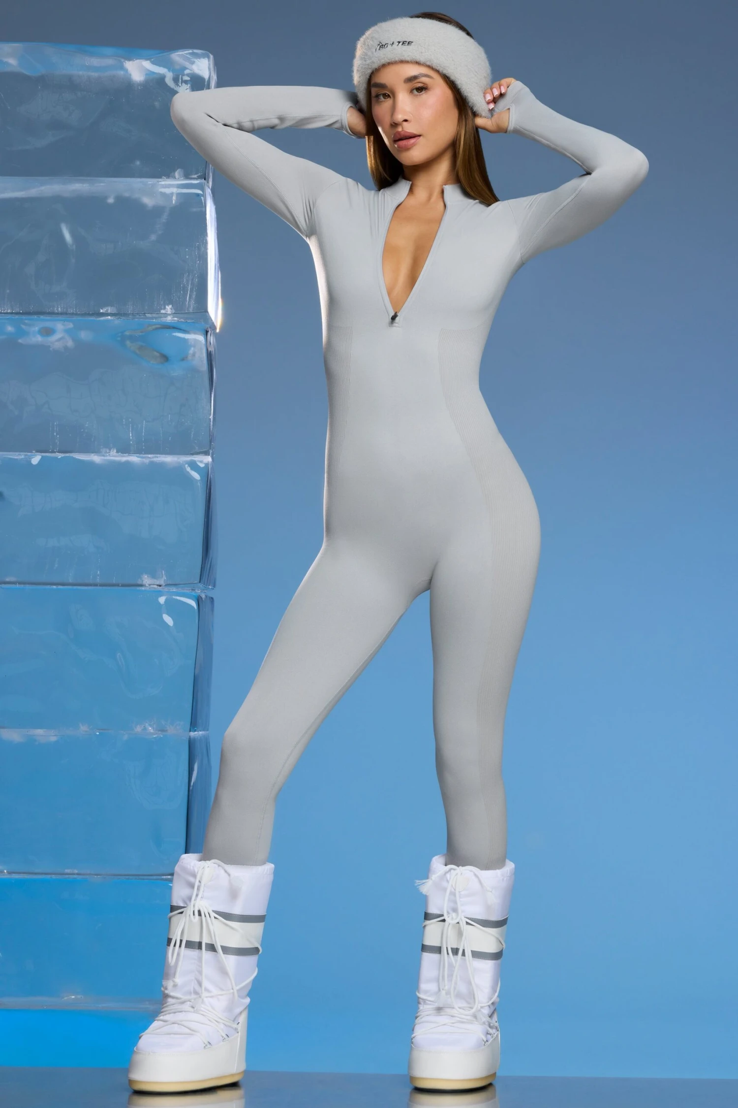 Chalet - Super Sculpt Base Layer Jumpsuit In Light Grey - Image 6