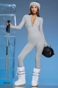 Chalet - Super Sculpt Base Layer Jumpsuit In Light Grey