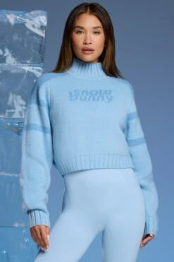 Apres-Ski - Chunky Knit Cropped Jumper In Baby Blue