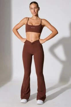 Realign - Twist Waist Flare Leggings In Chocolate