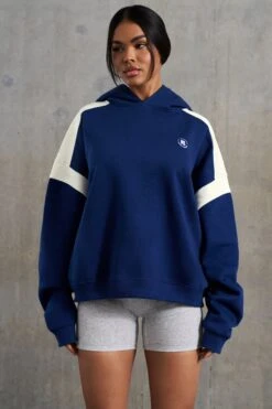 Academic - Oversized Hooded Sweatshirt In Navy