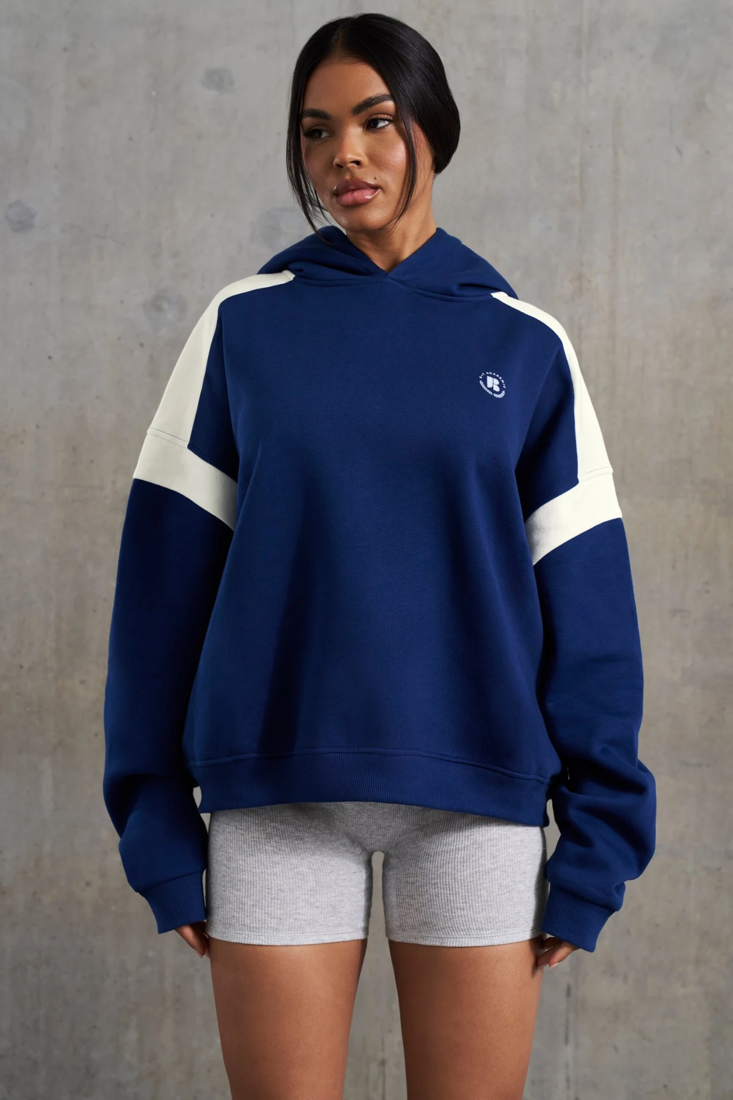 Academic - Oversized Hooded Sweatshirt In Navy