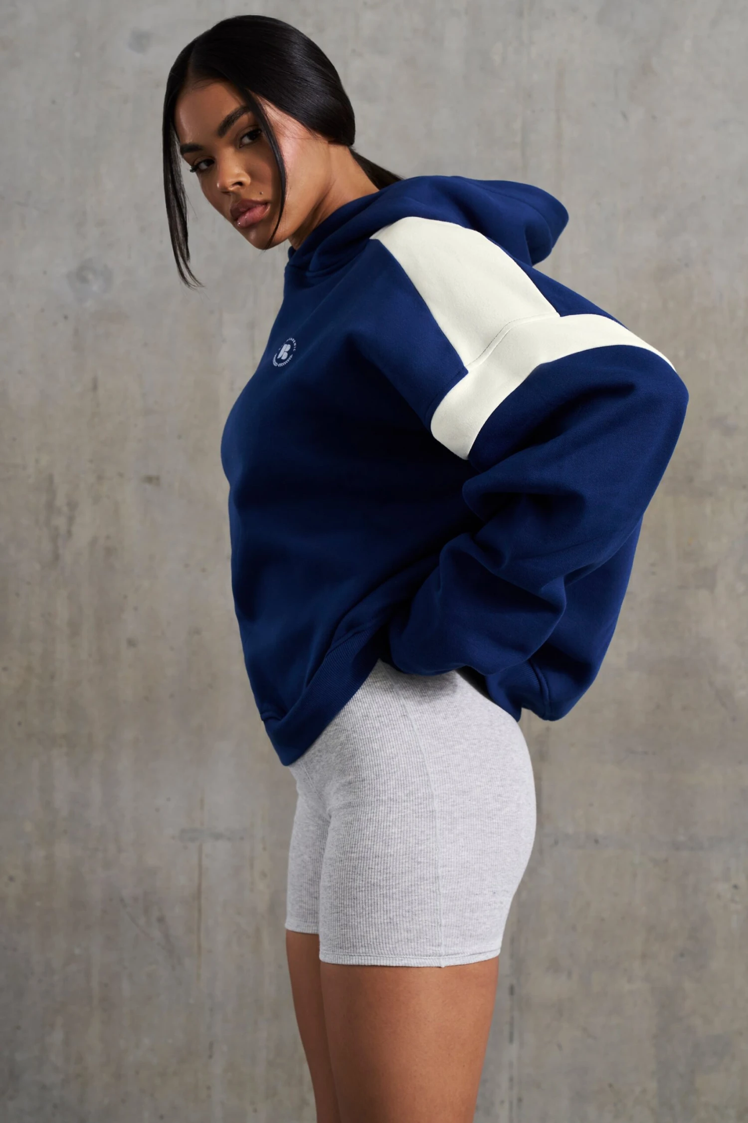 Academic - Oversized Hooded Sweatshirt In Navy - Image 2
