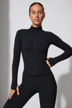 Growing - Long Sleeve Zip Up Jacket In Black