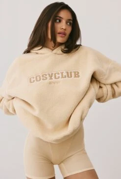 Lounge - Oversized Fleece Hooded Sweatshirt In Cashmere