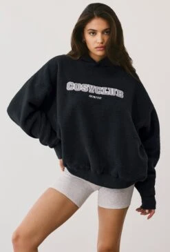 Lounge - Oversized Fleece Hooded Sweatshirt In Onyx