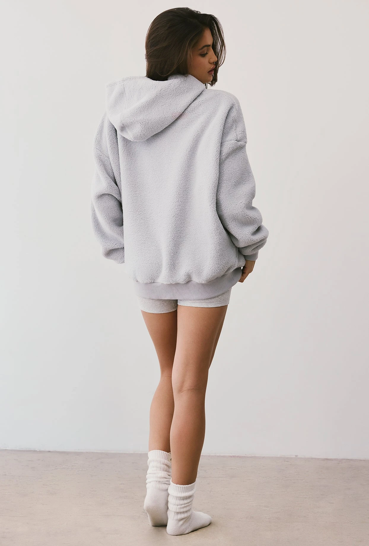 Lounge - Oversized Fleece Hooded Sweatshirt In Fog - Image 3