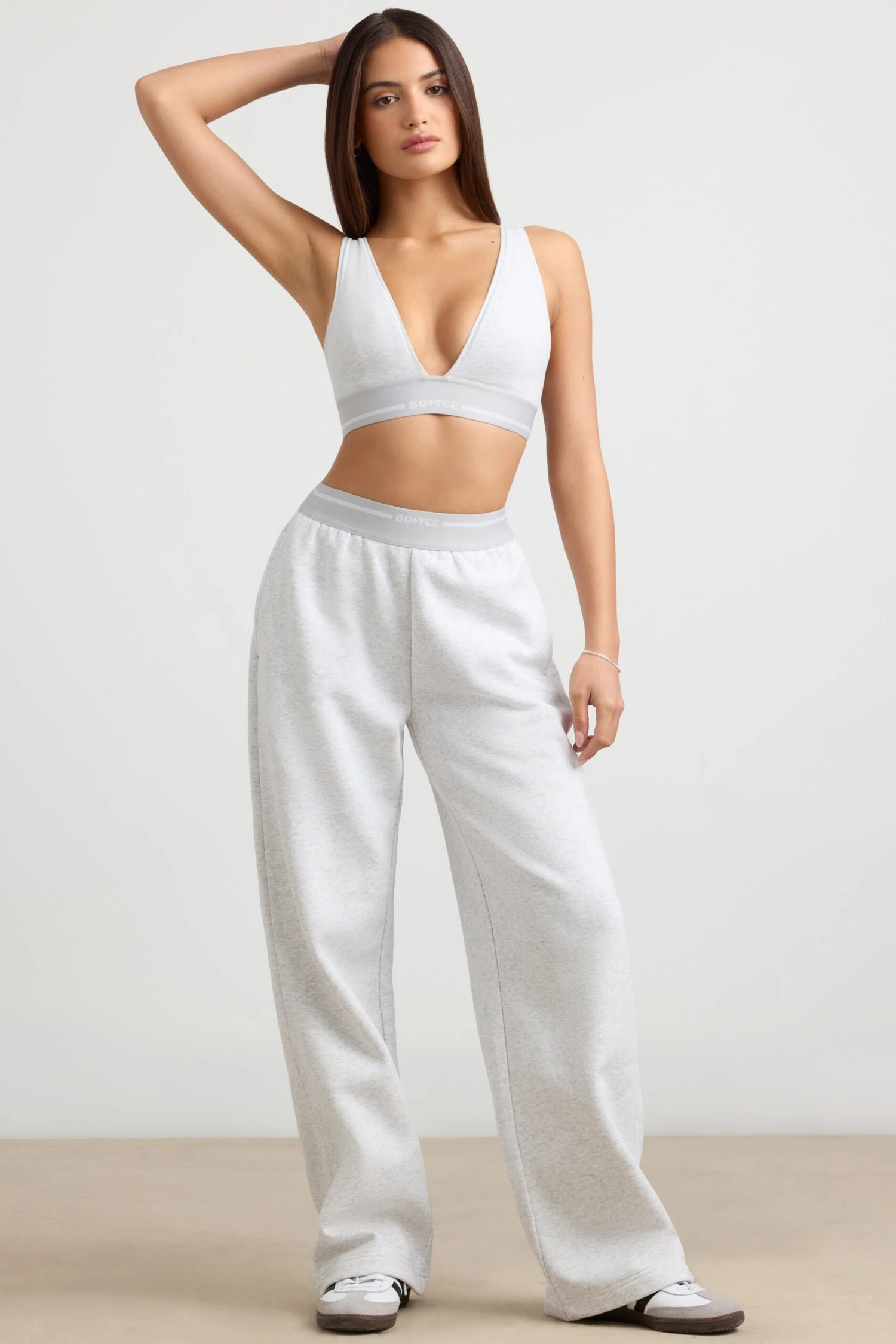 Fluid - Petite High-Waist Straight-Leg Joggers In Grey Marl