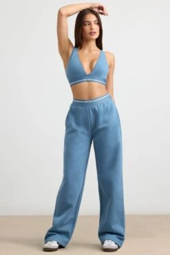 Fluid - High-Waist Straight-Leg Joggers In Steel Blue