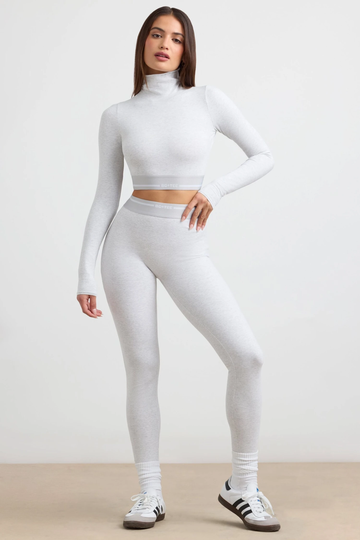 Necessity - Petite High-Waist Leggings In Grey Marl - Image 5
