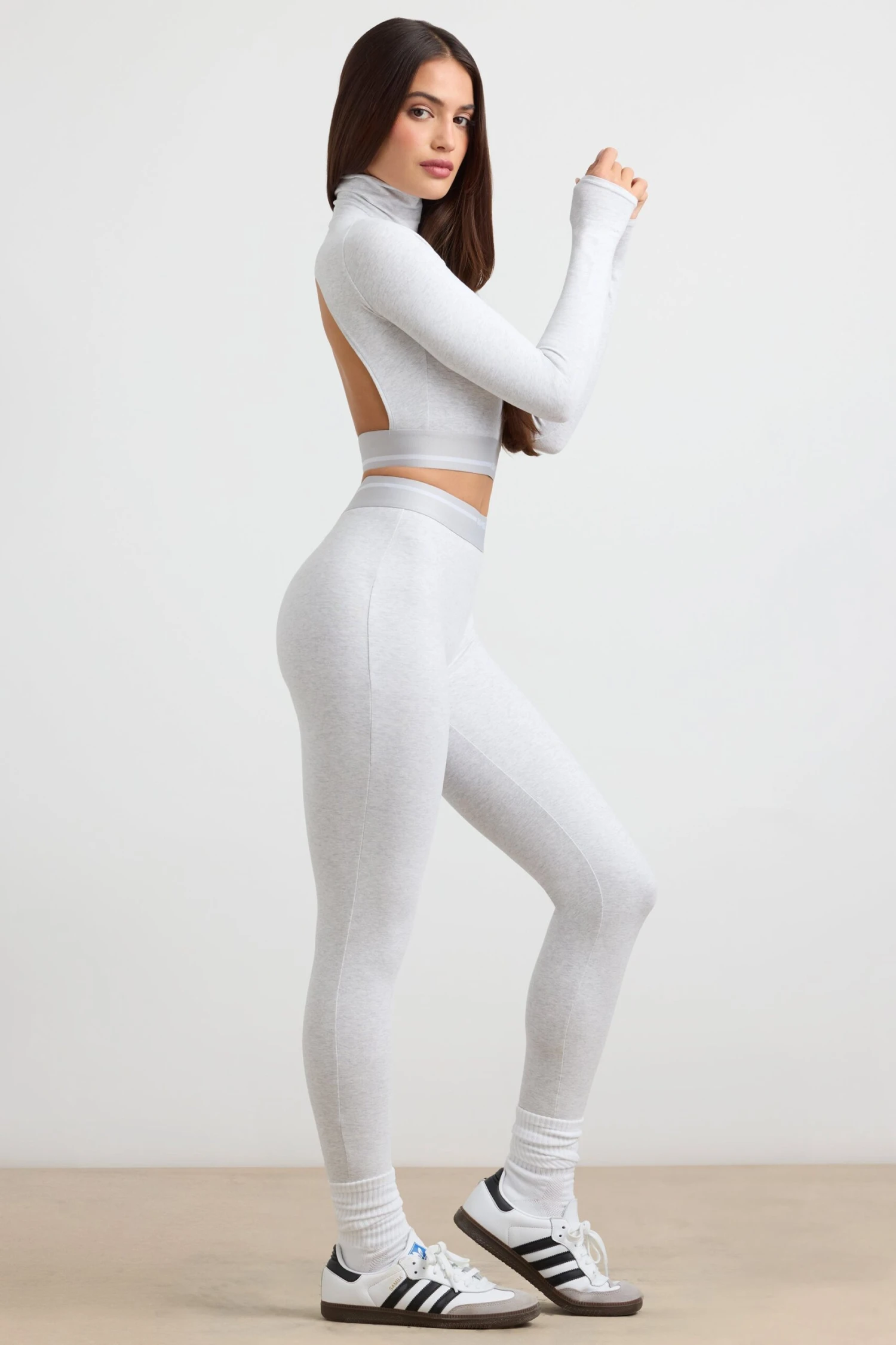 Necessity - Petite High-Waist Leggings In Grey Marl - Image 2