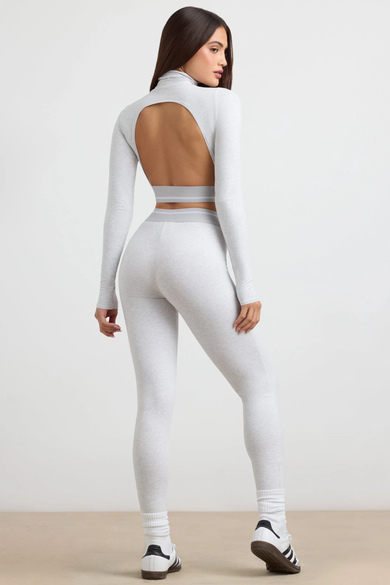 Necessity - Petite High-Waist Leggings In Grey Marl - Image 3
