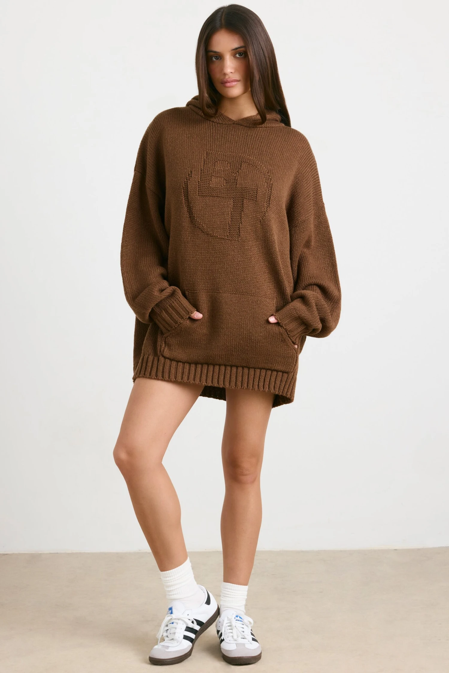 Boyfriend - Oversized Chunky Knit Hoodie In Espresso - Image 5