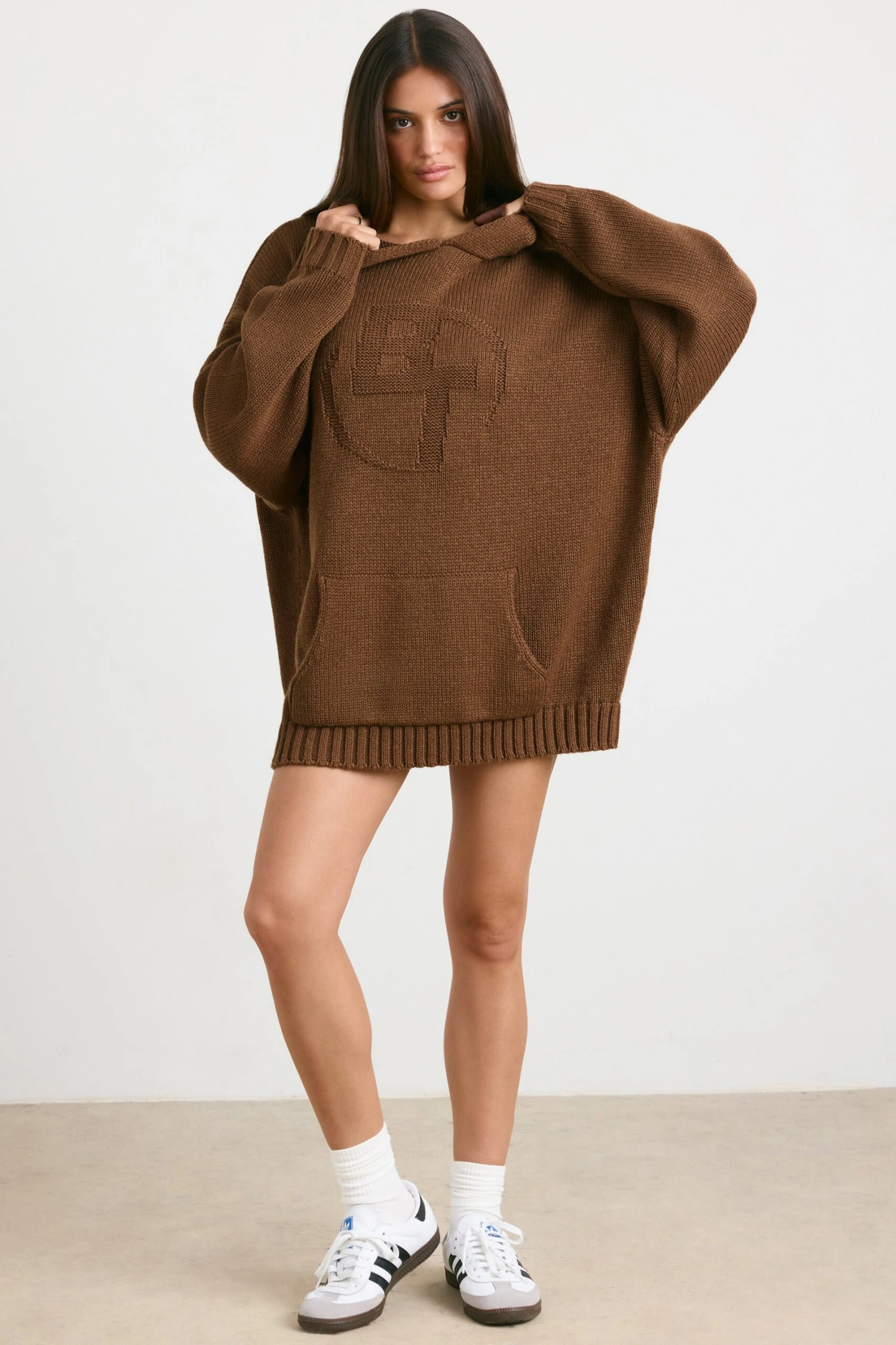 Boyfriend - Oversized Chunky Knit Hoodie In Espresso - Image 7