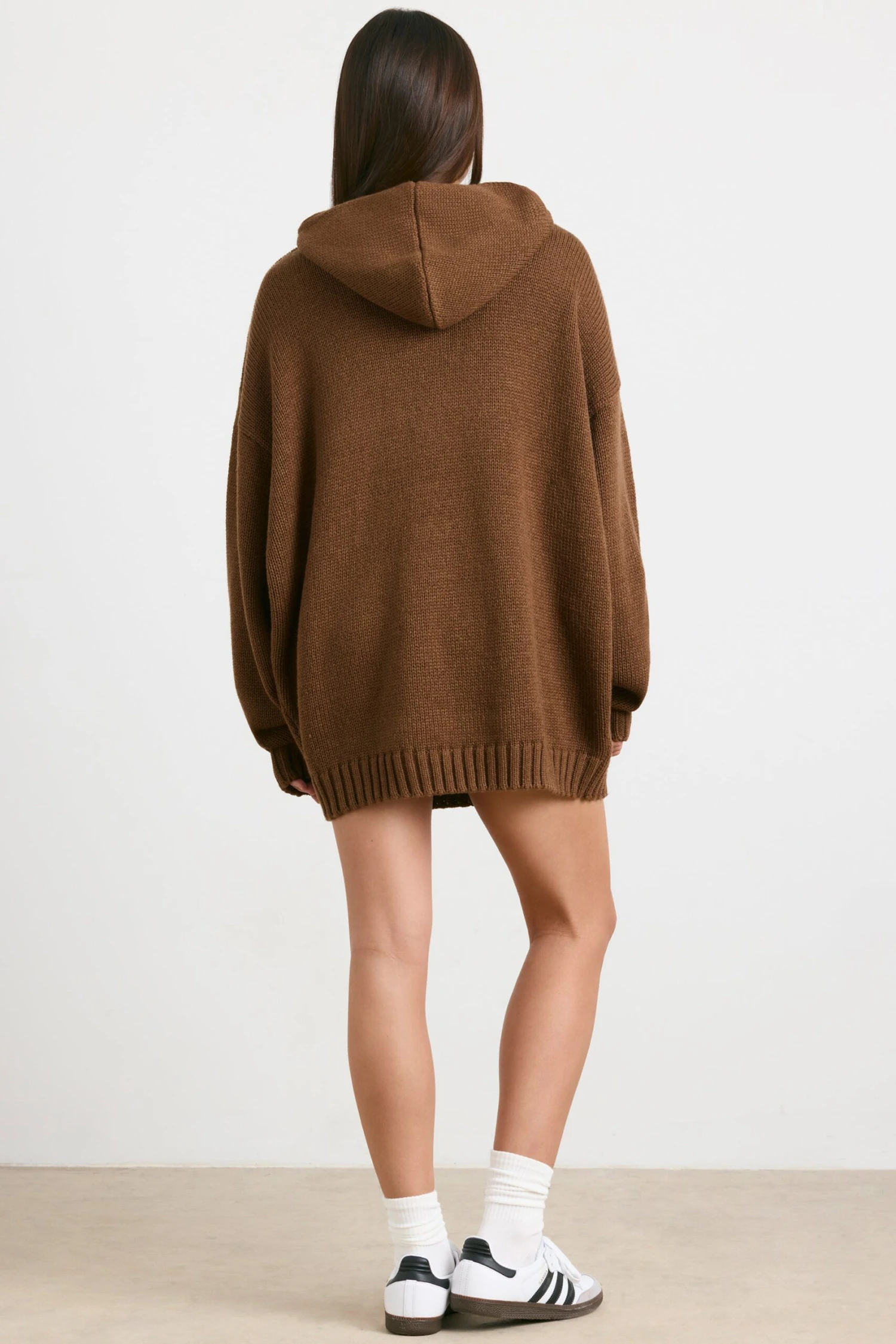 Boyfriend - Oversized Chunky Knit Hoodie In Espresso - Image 3
