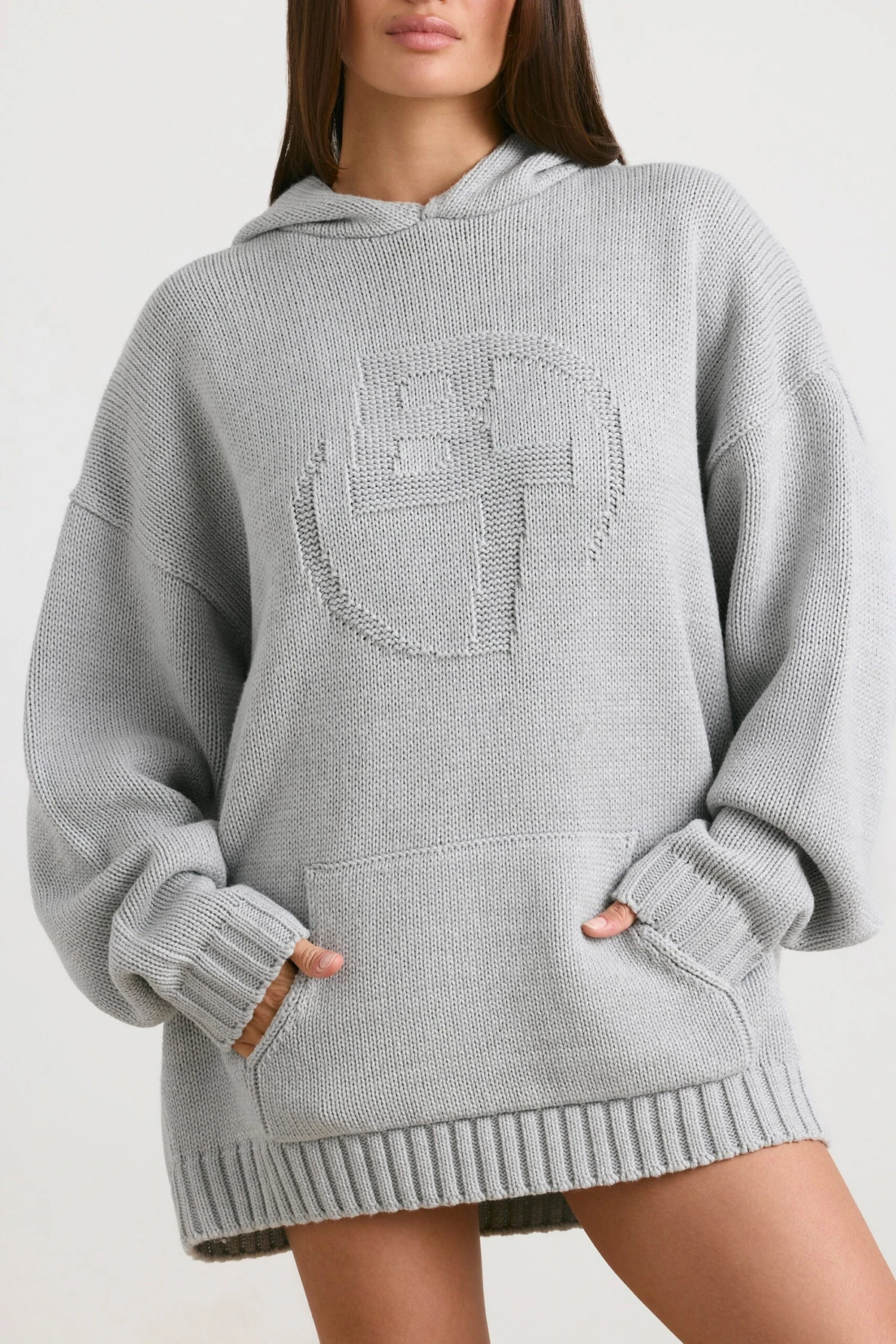 Boyfriend - Oversized Chunky Knit Hoodie In Heather Grey - Image 4