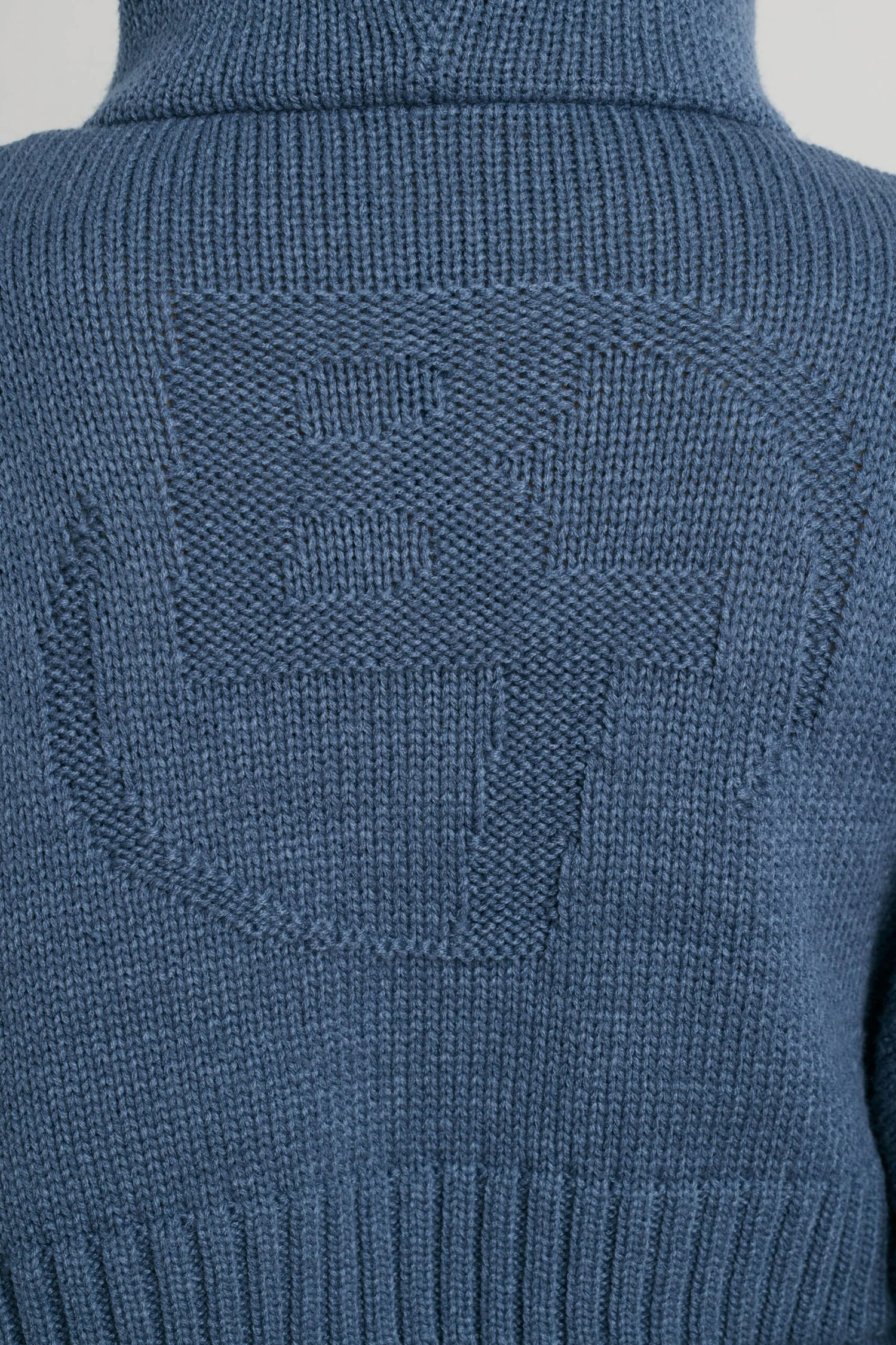 True - Cropped Zip Up Chunky Knit Hoodie In Washed Navy - Image 4