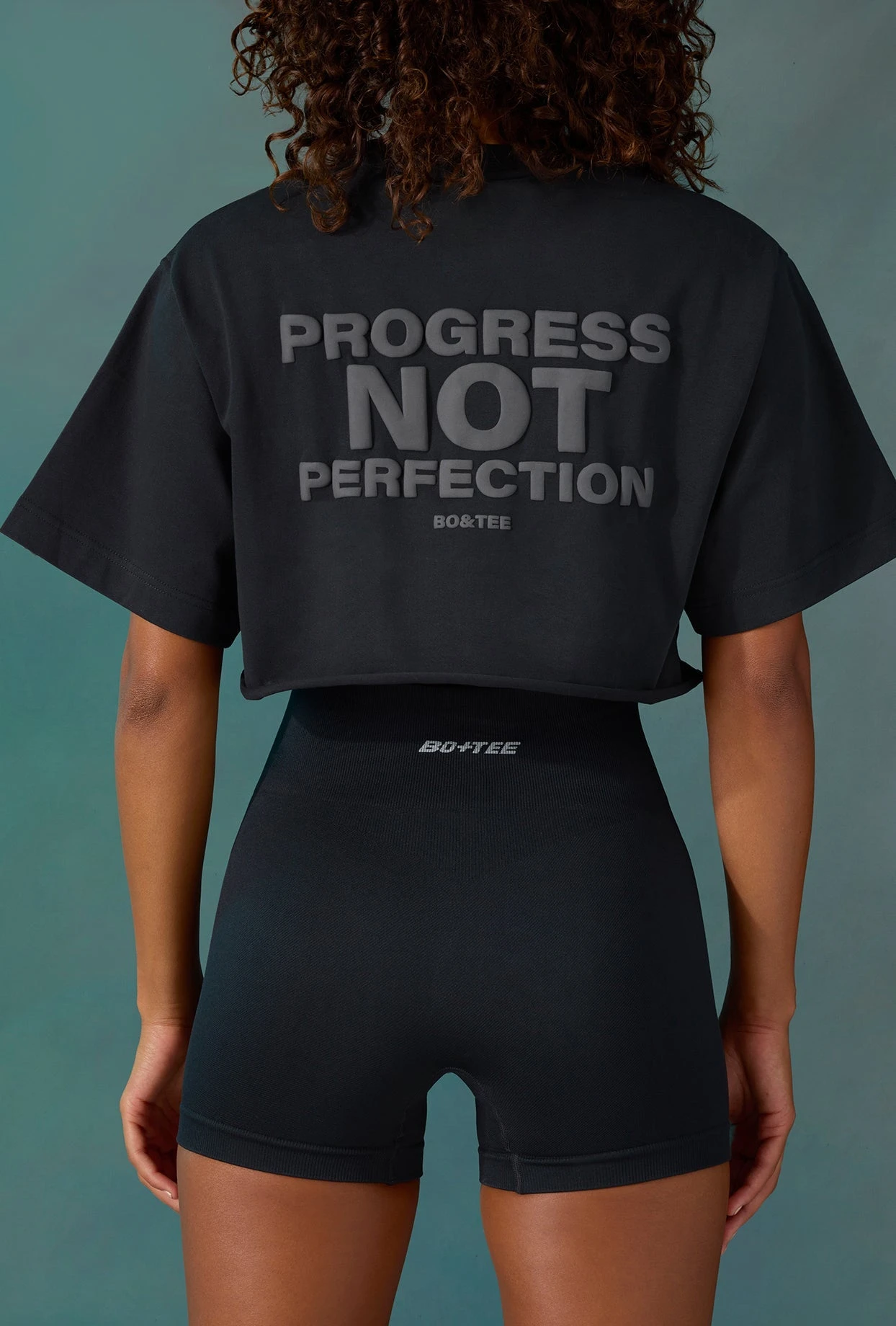 Level Up - Cotton Cropped Oversized T-Shirt In Black - Image 4