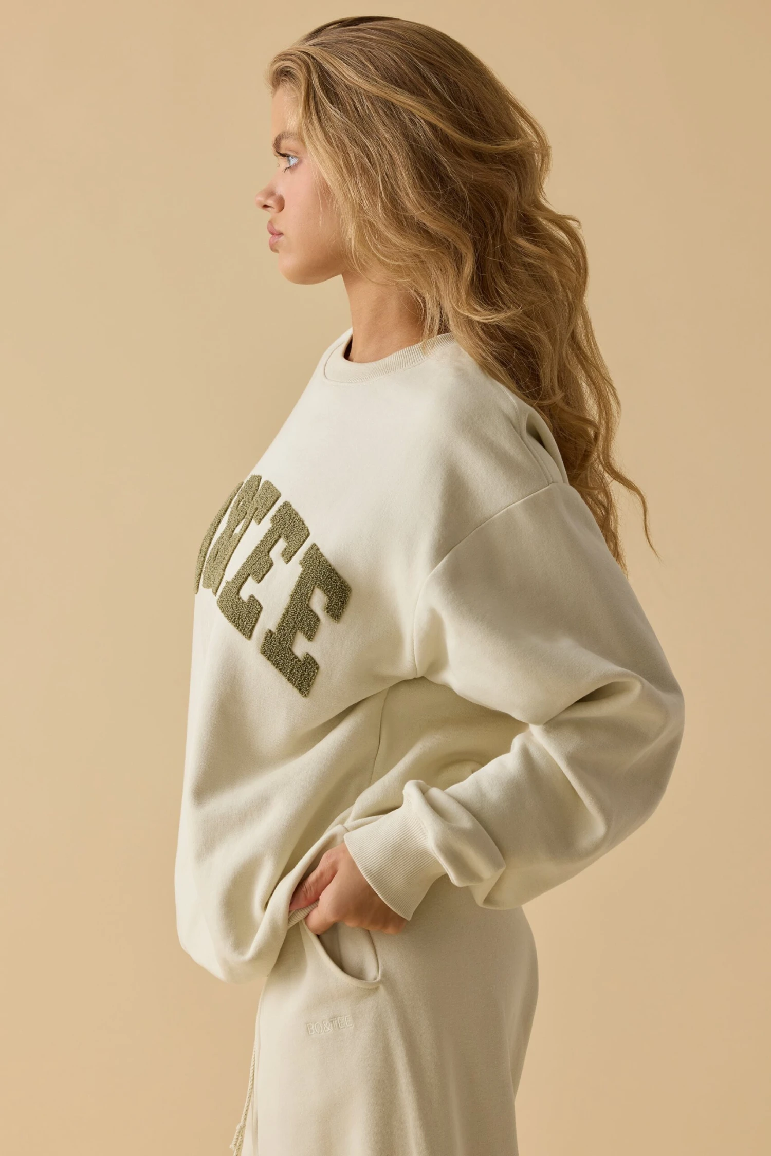 Signature - Oversized Crew Neck Sweatshirt In Bone - Image 2