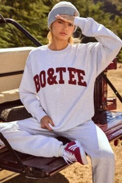 Signature - Oversized Crew Neck Sweatshirt In Heather Grey