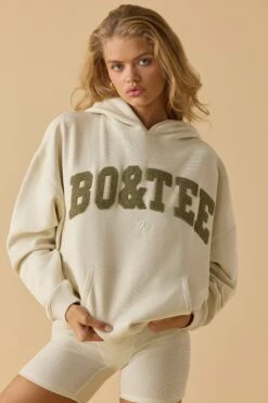 Hero - Oversized Hooded Sweatshirt In Bone