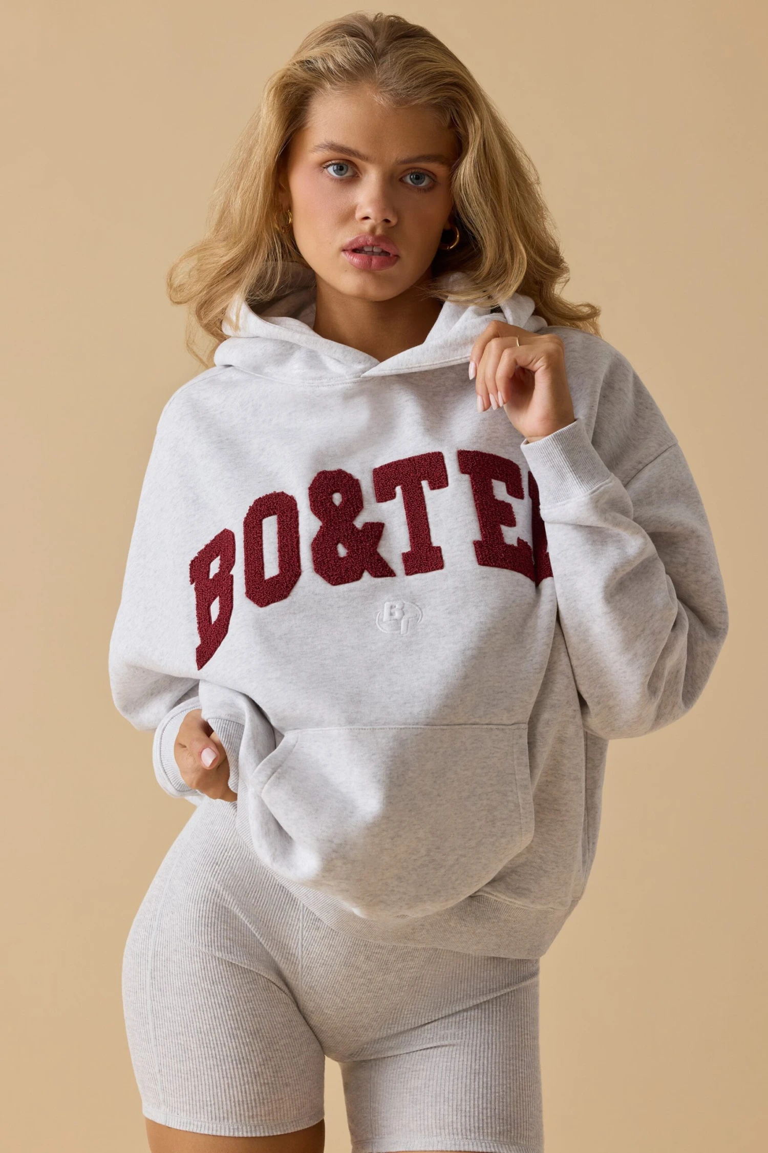 Hero - Oversized Hooded Sweatshirt In Heather Grey - Image 6