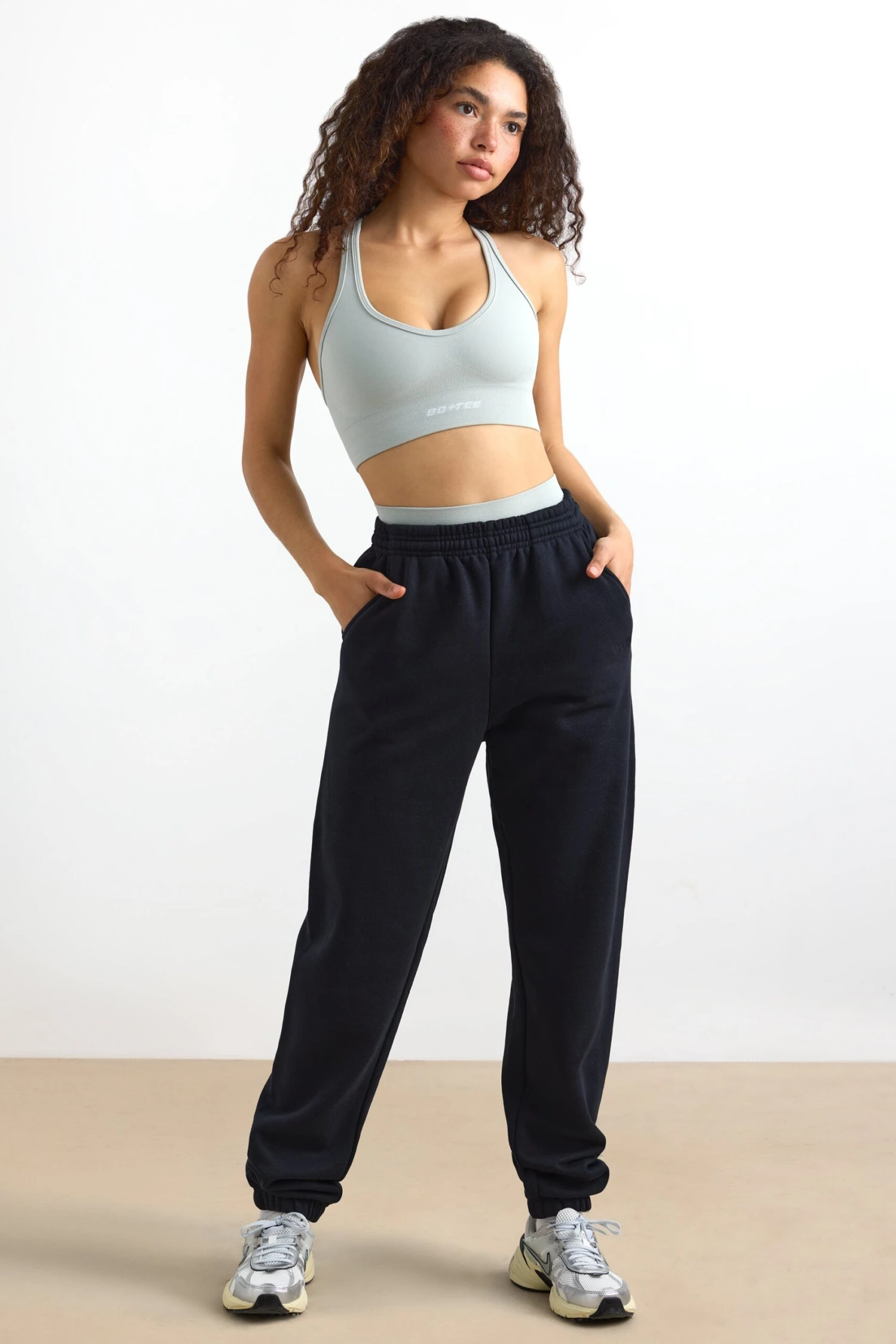 Petite Mid-Rise Joggers In Black - Image 7