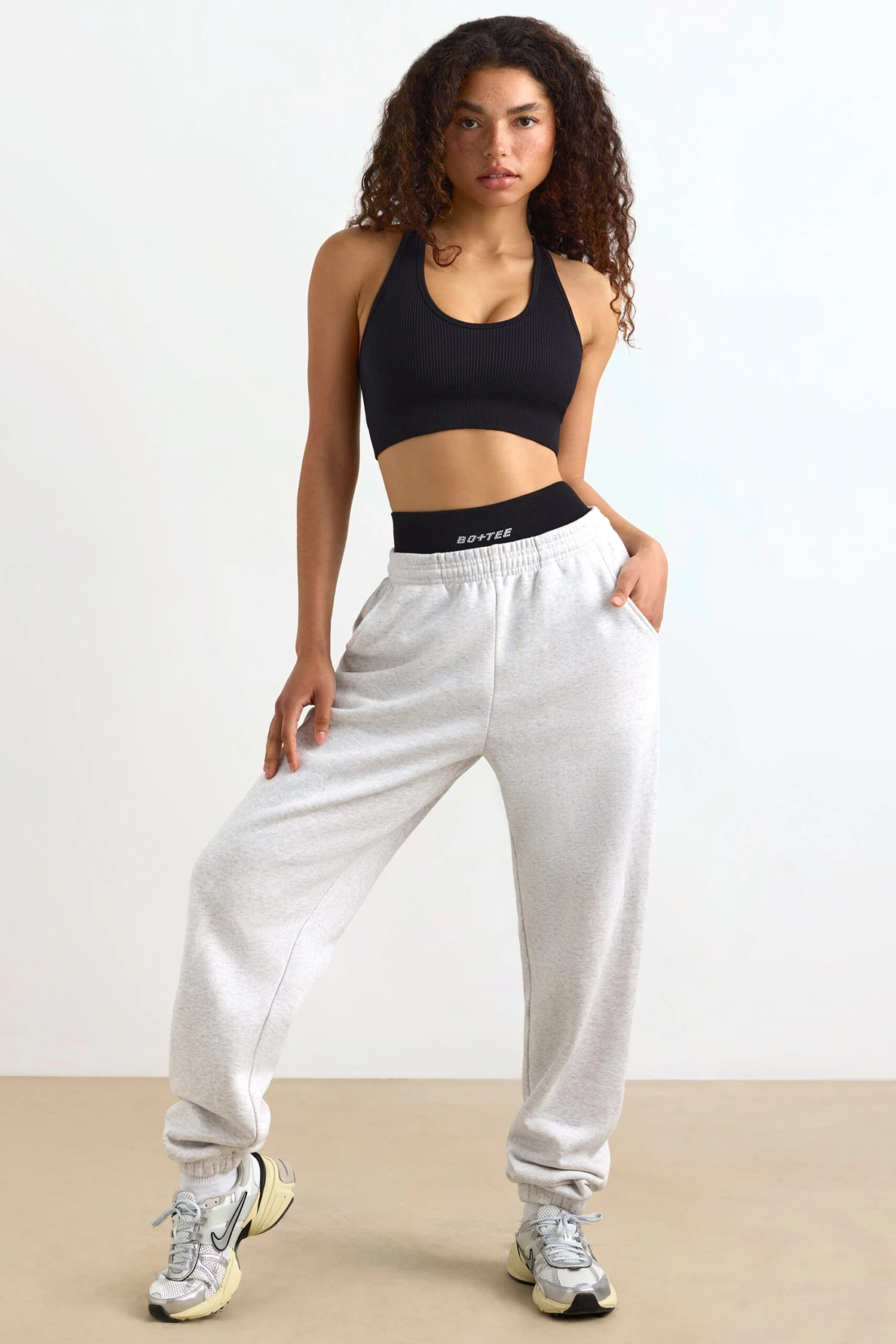 Mid-Rise Joggers In Heather Grey - Image 5