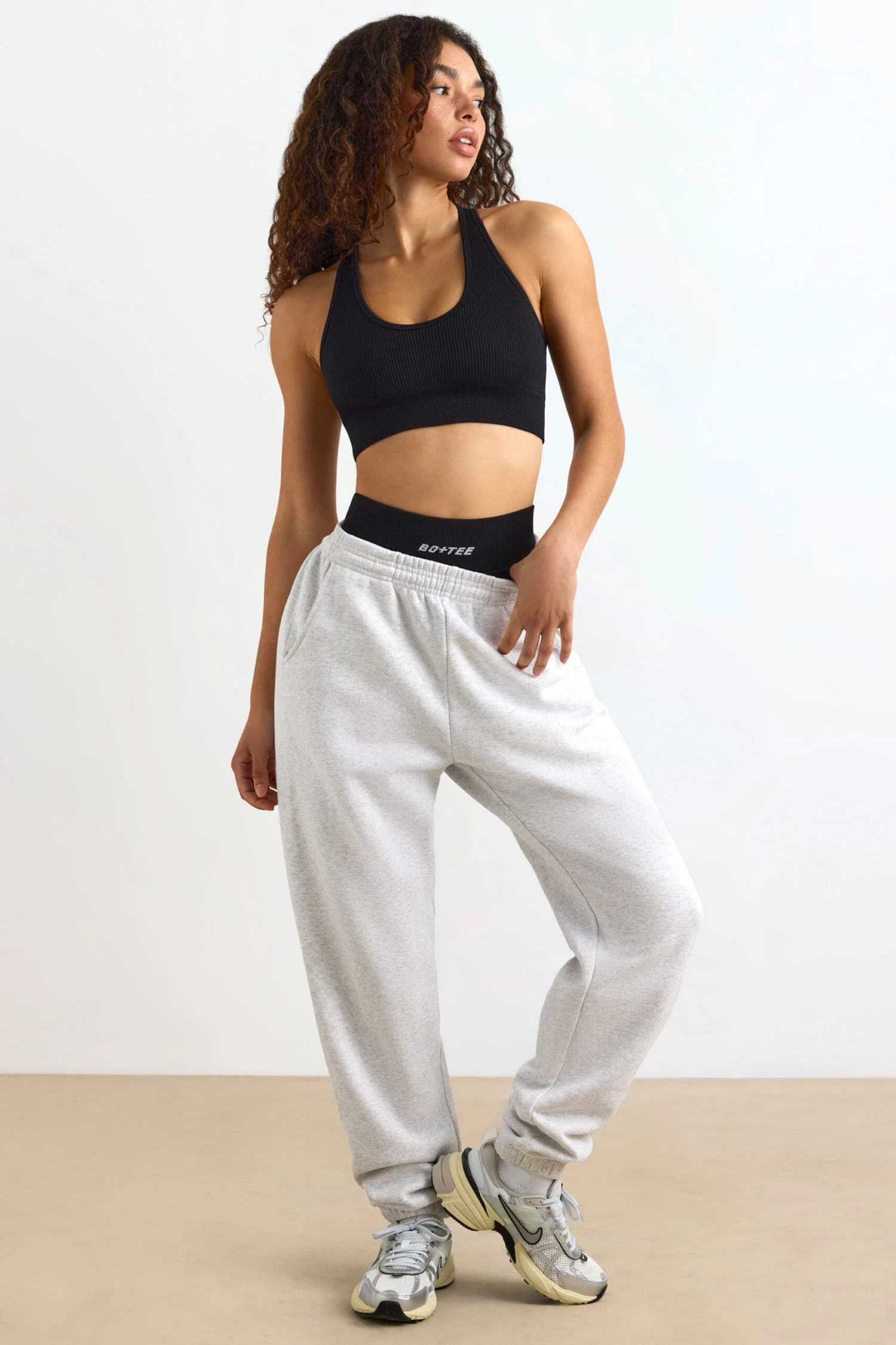 Petite Mid-Rise Joggers In Heather Grey - Image 6