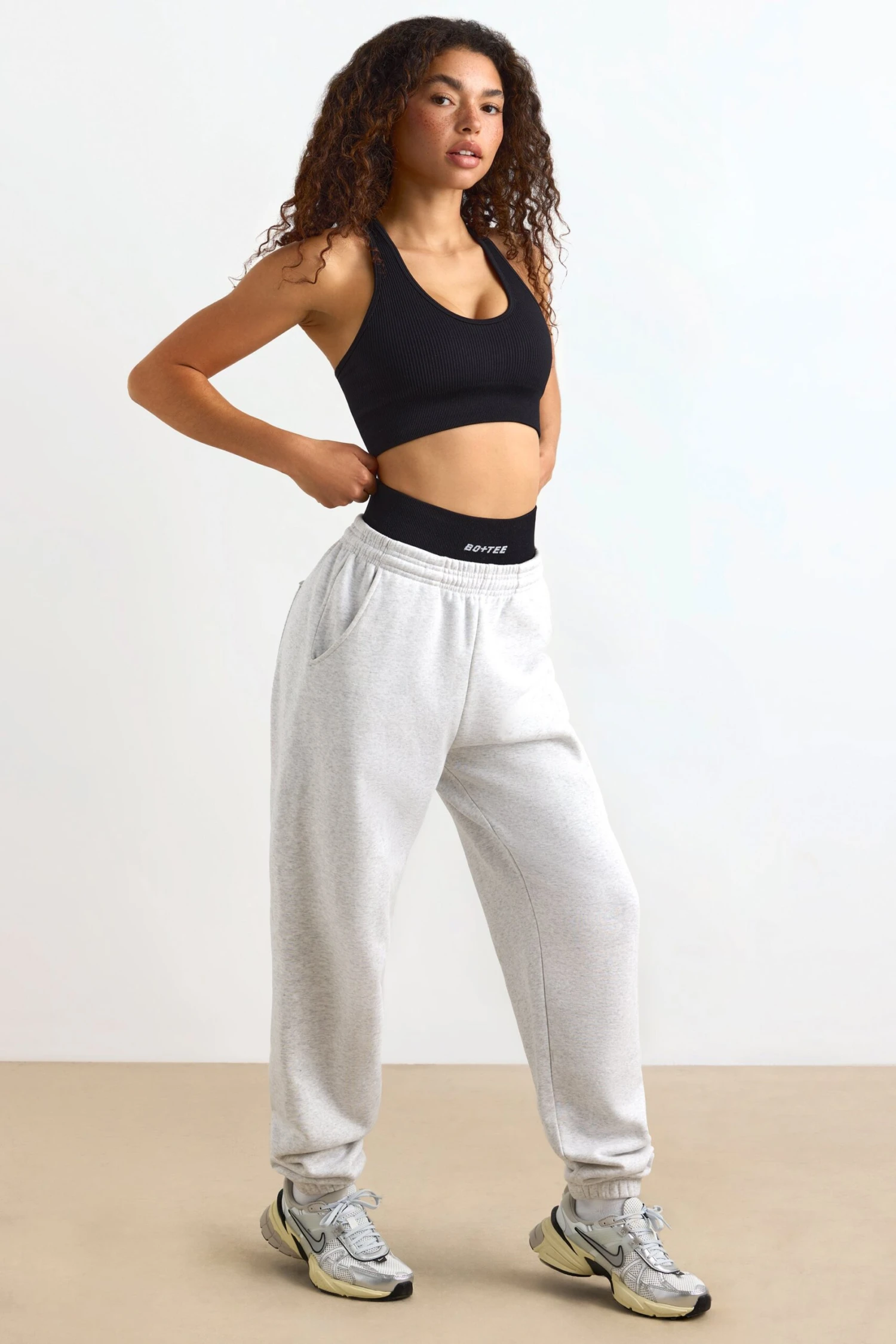 Petite Mid-Rise Joggers In Heather Grey - Image 5