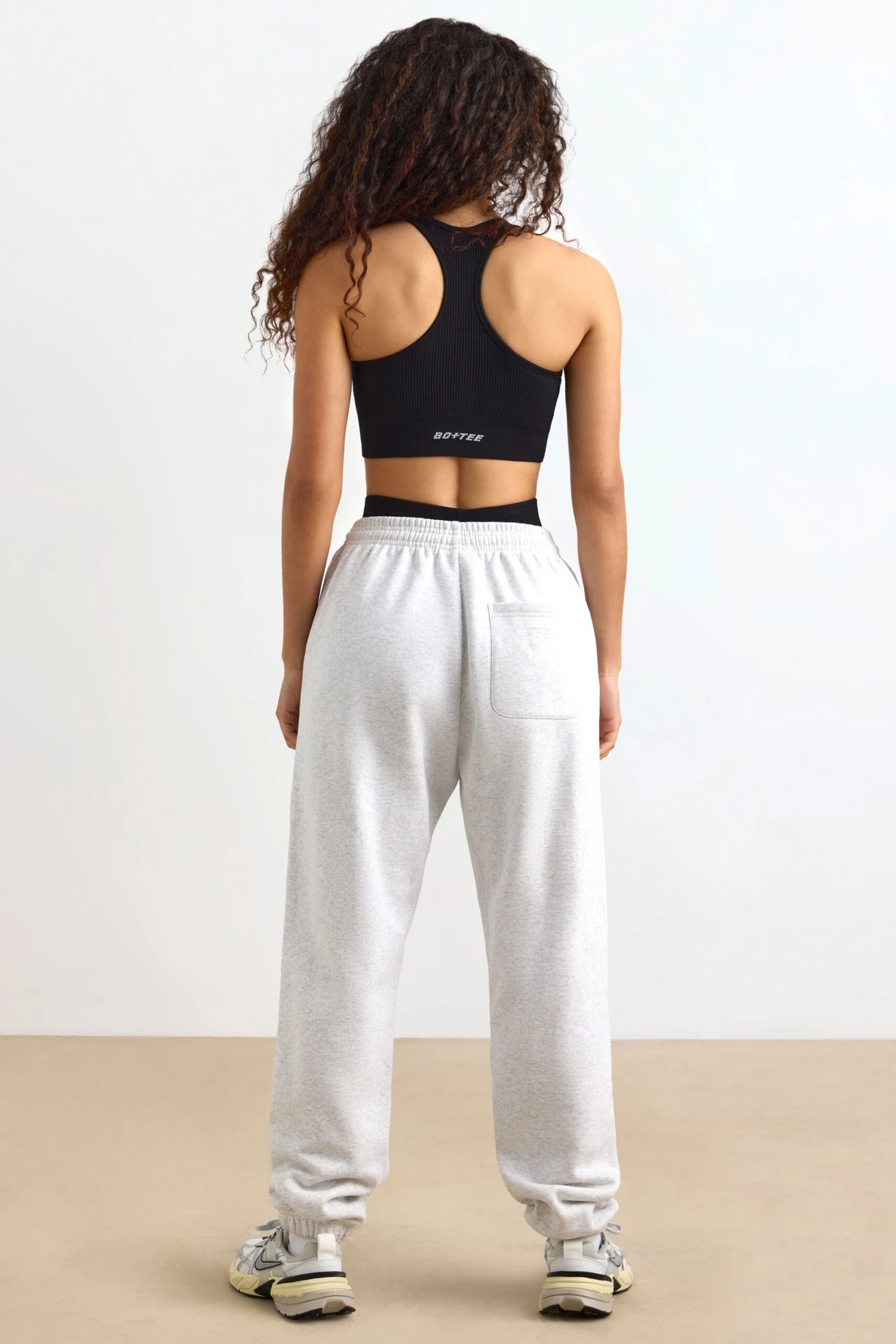 Petite Mid-Rise Joggers In Heather Grey - Image 3