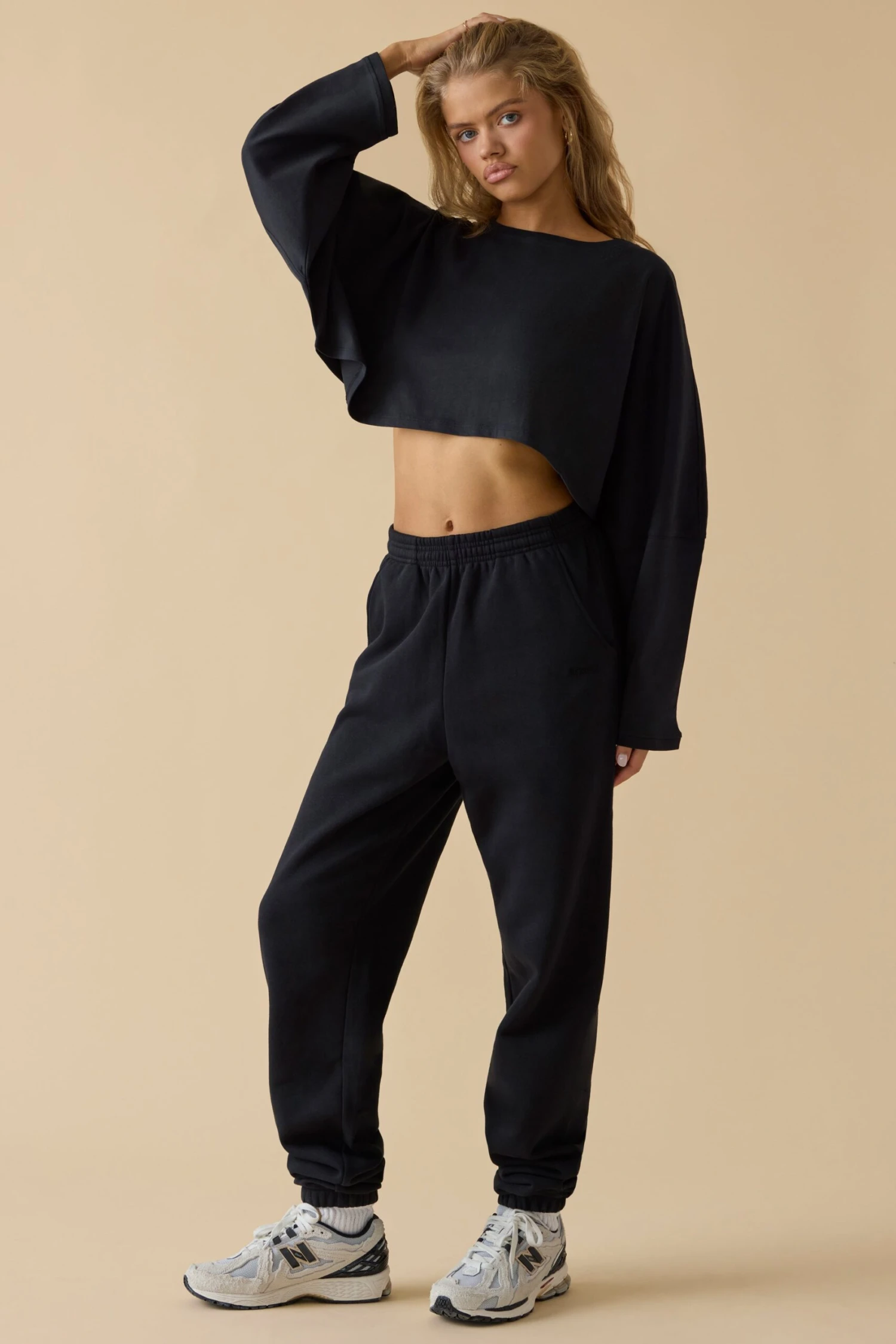 Day Off - Oversized Long Sleeve Crop Top In Black - Image 6