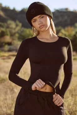 Second Skin - Soft Active Long Sleeve Top In Black