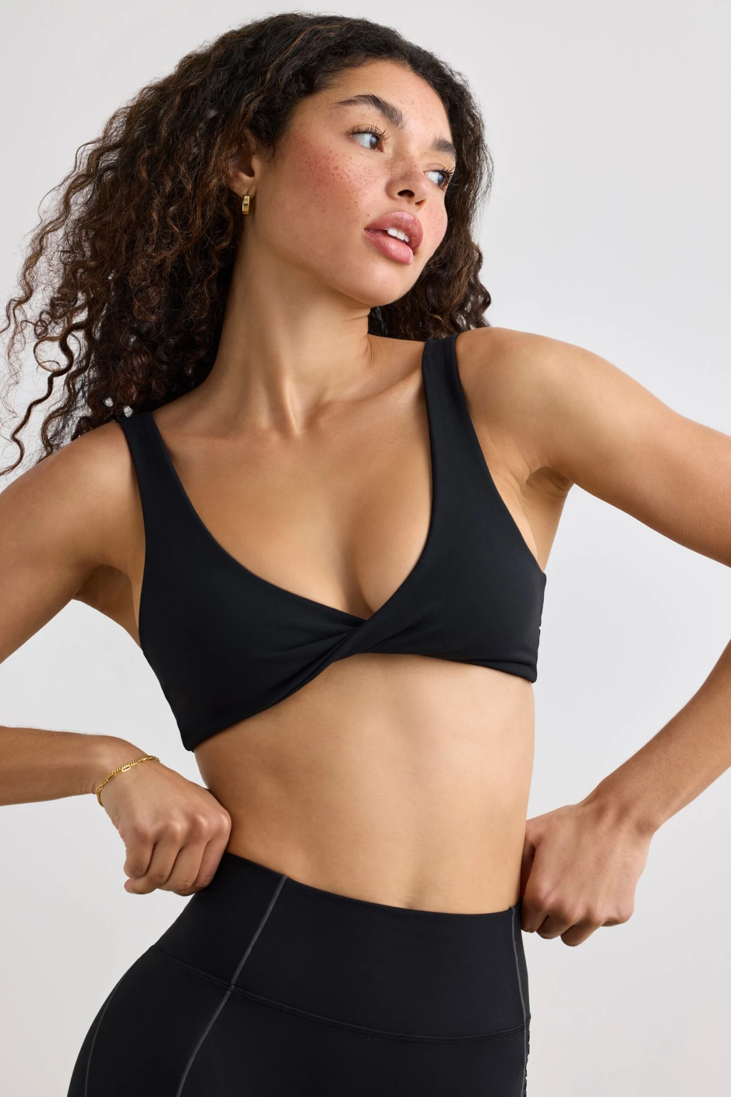 Pure - Soft Active V-Neck Sports Bra In Black - Image 7