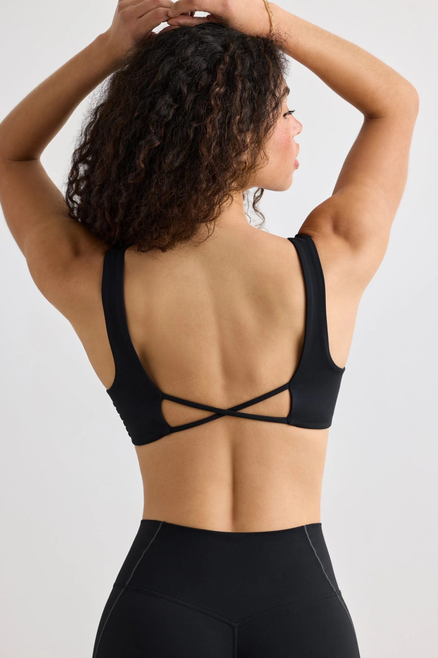 Pure - Soft Active V-Neck Sports Bra In Black - Image 3