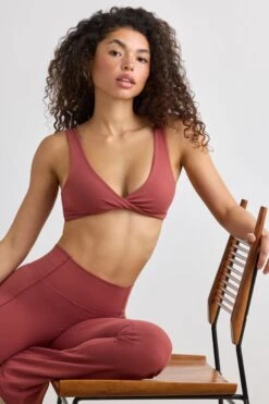 Pure - Soft Active V-Neck Sports Bra In Rust