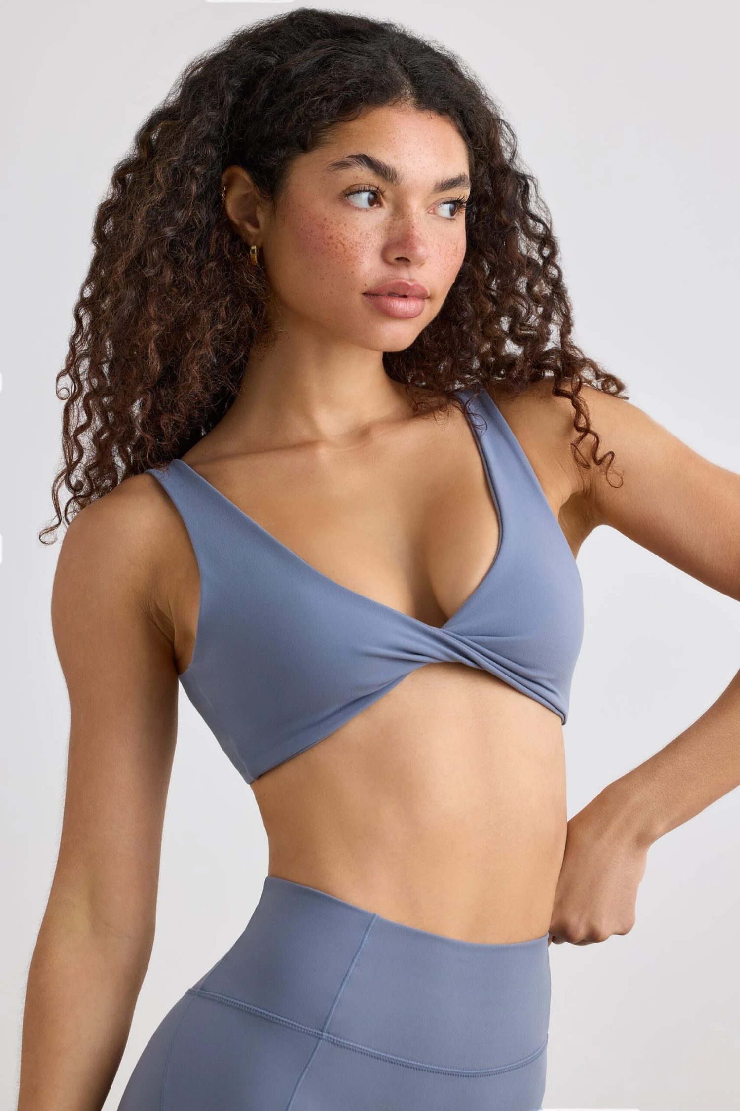 Pure - Soft Active V-Neck Sports Bra In Slate Grey - Image 8