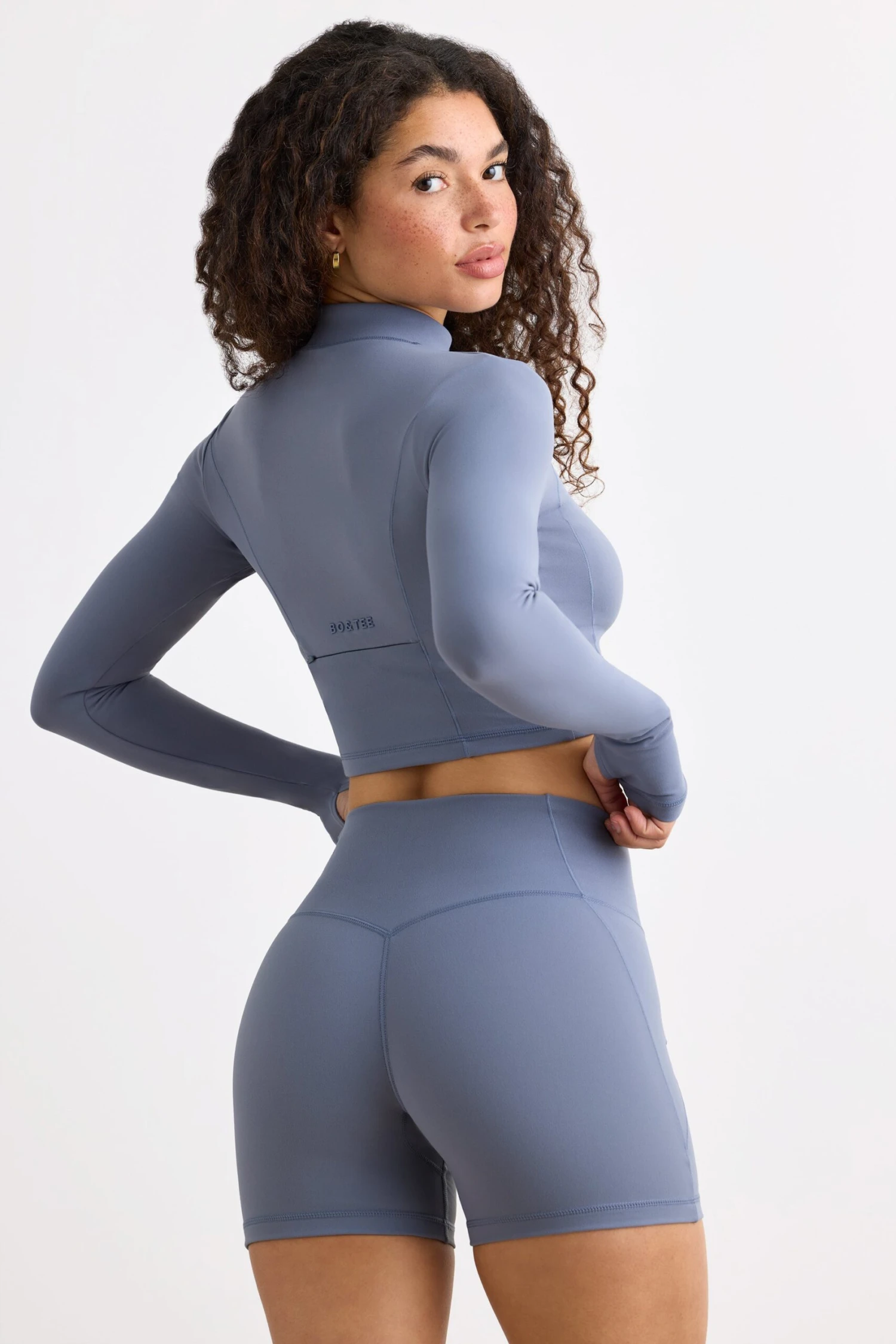 Virtue - Soft Active High Waist Mini Shorts In Slate Grey - Image 3