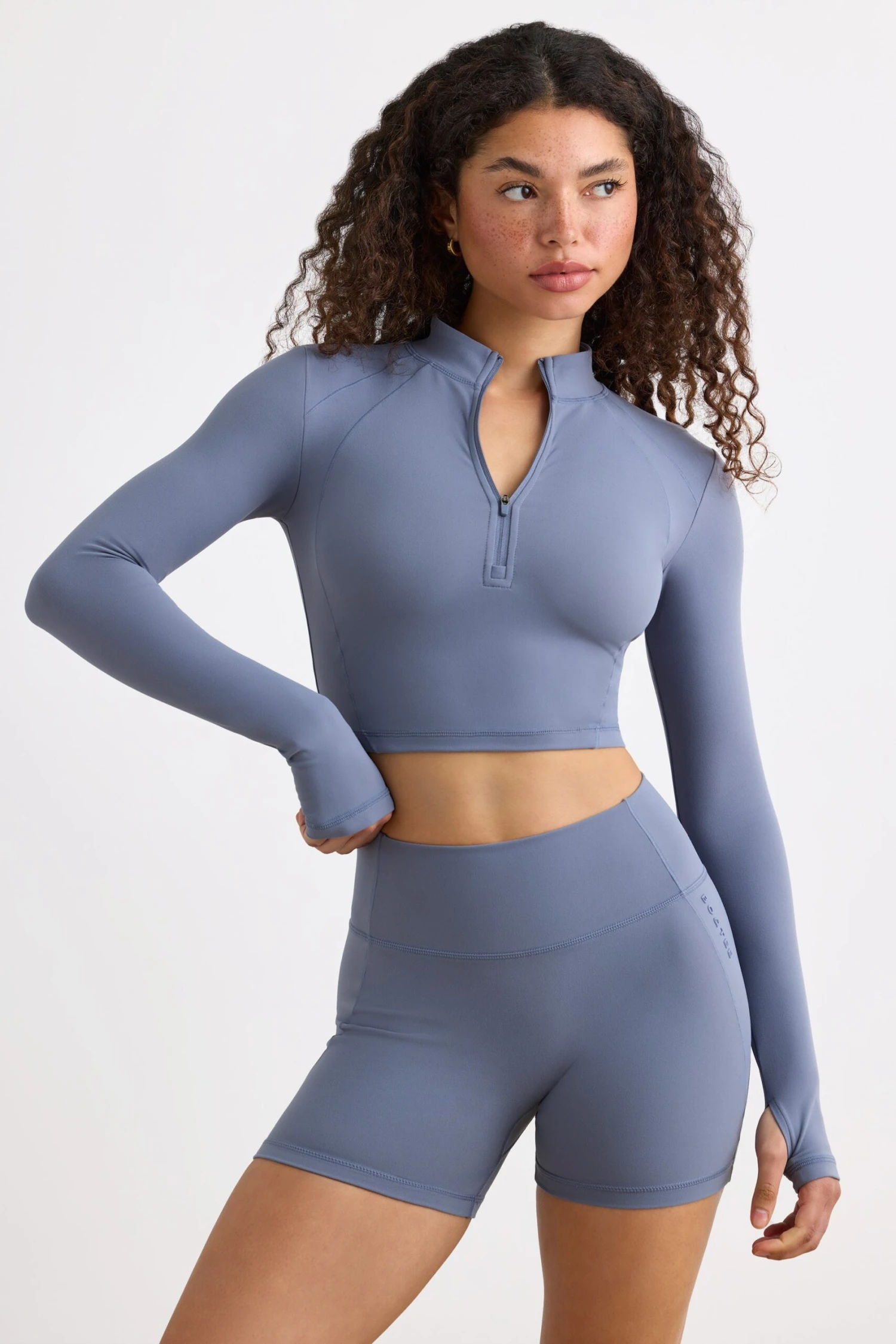 Virtue - Soft Active High Waist Mini Shorts In Slate Grey - Image 5