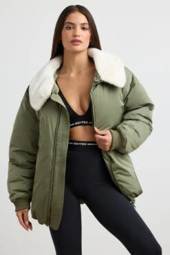 Any Day - Oversized Bomber Jacket In Deep Olive