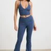 Muse - Chunky Knit Kick Flare Trousers In Washed Navy