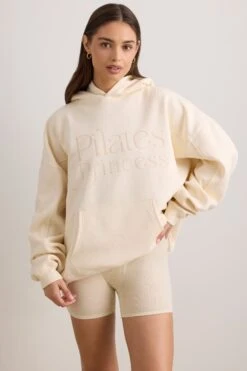 Pilates Princess - Oversized Hooded Sweatshirt In Vanilla