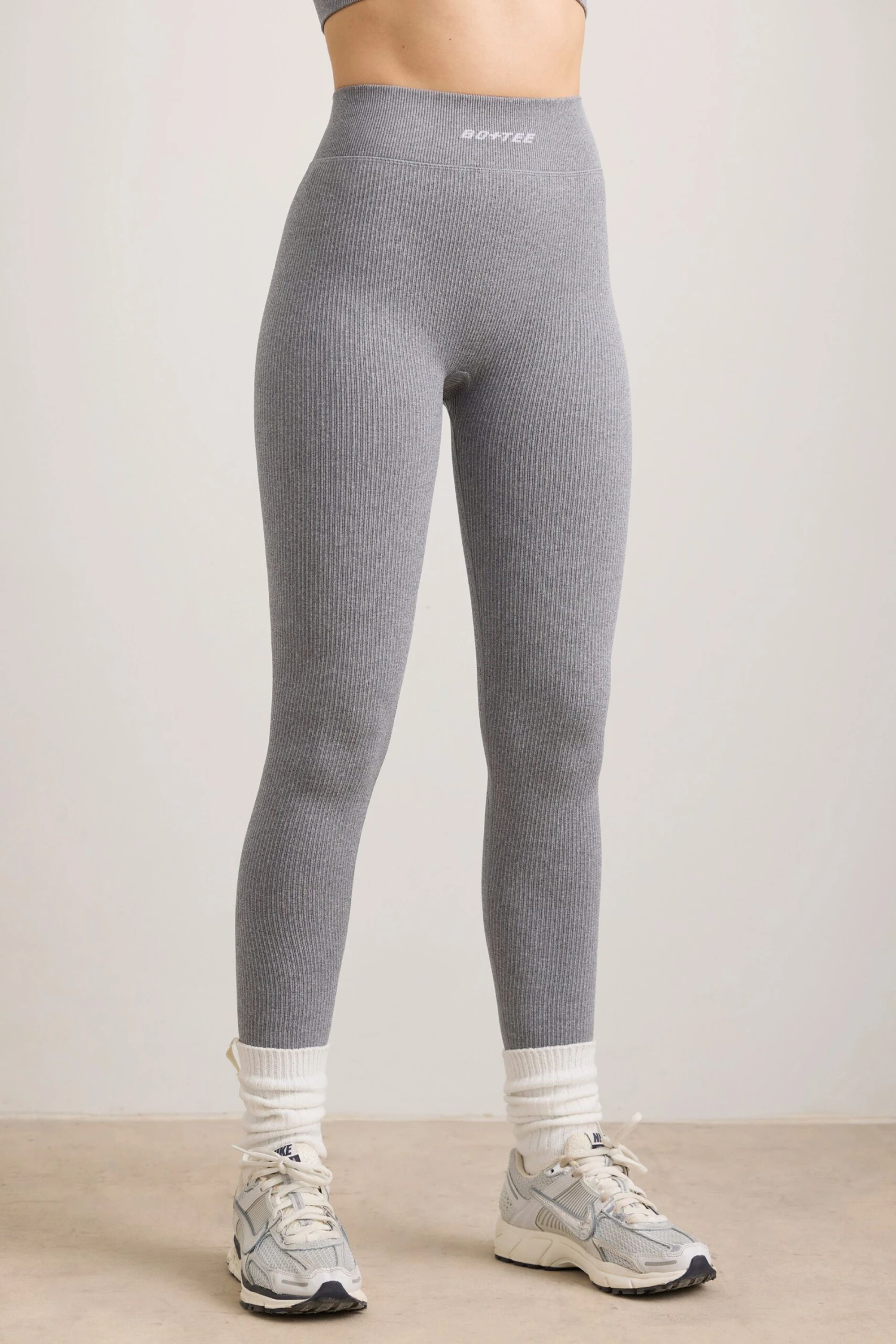 Flow - FlexiRib High Waist Leggings In Grey Melange - Image 5